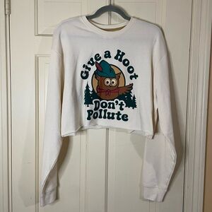THE LANDMARK PROJECT WOMEN GIVE A HOOT DONT POLLUTE CREW SWEATSHIRT SIZE MEDIUM